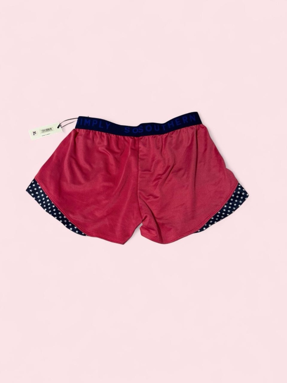 Simply Southern Pink Athletic Shorts with Polka Dot Trim - Picture 2 of 5